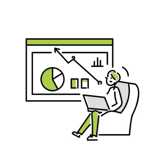 プロジェクトの進捗を確認する社員